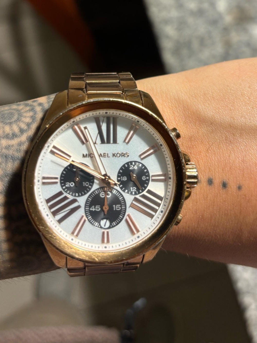 Michael Kors Rose Gold and White Chronograph Bracelet Watch